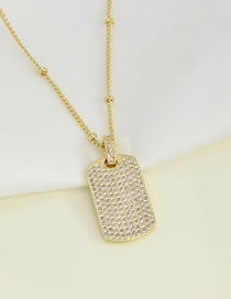 Fashion Hang Tag Copper Diamond Geometric Tag Necklace