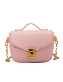 Fashion Pink Pu Lock Pebbled Flap Crossbody Bag