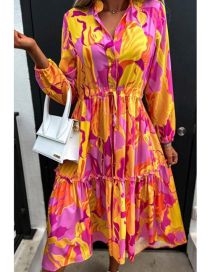 Fashion Suit Polyester Print Lace-up V-neck Dress