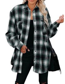 Fashion Green Polyester Check Breasted Jacket
