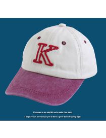 Fashion K Standard - Dark Red Cotton K Logo Colorblock Baseball Cap