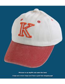 Fashion K Standard - Orange Red Cotton K Logo Colorblock Baseball Cap
