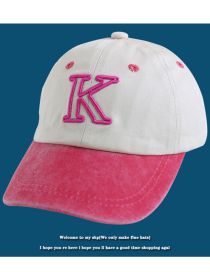 Fashion K Standard - Rose Red Cotton K Logo Colorblock Baseball Cap
