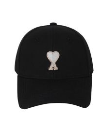 Fashion Black Cotton Heart Letter Embroidered Baseball Cap