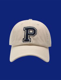 Fashion Beige Cotton Letter Embroidered Baseball Cap