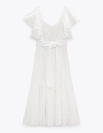 Fashion White Cutout Embroidered Dress