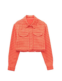 Fashion Orange Check Short Jacket