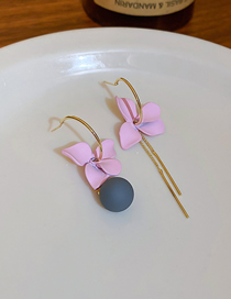 Fashion Pink Alloy Flower Asymmetric Stud Earrings