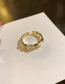 Fashion Gold-ring Bronze Zirconium Cat's Eye Heart Open Ring