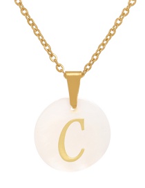 Fashion C Titanium Steel Round Shell 26 Letter Necklace