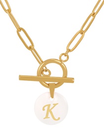 Fashion K Titanium Steel Round Shell 26 Letter Ot Buckle Necklace
