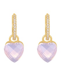 Fashion Light Purple Bronze Heart Zirconia Earrings