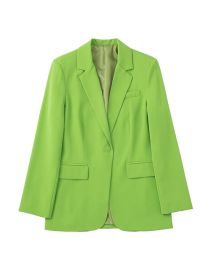 Fashion Green Solid Lapel Pocket Blazer