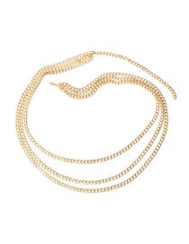 Fashion Gold Alloy Geometry Multilayer Chain Body Chain