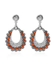 Fashion Orange Alloy Geometric Cutout Drop Earrings