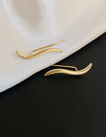 Fashion Ear Hook - Gold Pure Copper Geometric Wave Stud Earrings