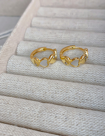 Fashion Ear Buckles - Gold Copper Inlaid Zirconium Heart Earrings