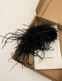 Fashion Grab Clip - Black Geometric Ostrich Hair Grip