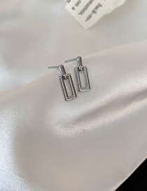 Fashion Silver Color Metal Geometric Square Stud Earrings