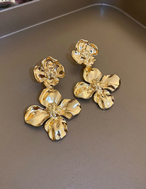 Fashion Gold Color Metal Flower Stud Earrings