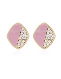 Fashion Pink Alloy Diamond Geometric Double Stud Earrings