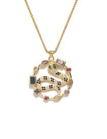 Fashion Serpentine Bronze Diamond Snake Round Necklace
