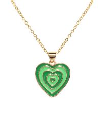 Fashion Green Copper Drip Oil Love Necklace