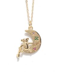 Fashion Moon Bear Copper And Diamond Moon Bear Necklace