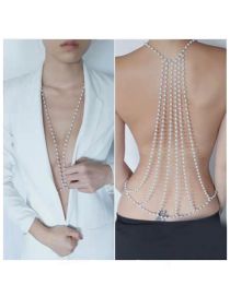 Fashion White Alloy Pearl Back Chain