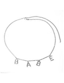 Fashion Silver Alloy Diamond Letter Waist Chain