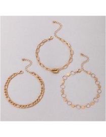 Fashion Gold Alloy Shell Three-layer Heart Disc Multi-layer Anklet
