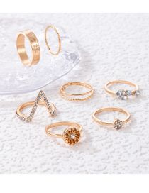 Fashion Gold Alloy Diamond V Shape Geometric Ring Set
