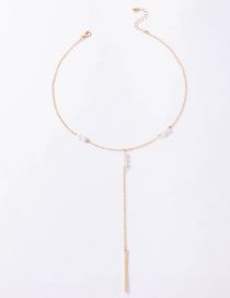 Fashion Gold Alloy Pearl Chain Fringe Necklace