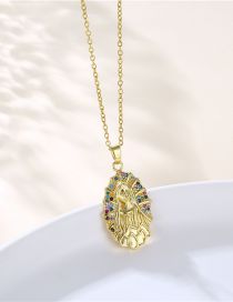 Fashion Gold Titanium Steel Inlaid Zirconium Madonna Necklace