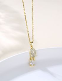 Fashion Gold Stainless Steel Zirconium Ice Cream Necklace