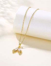 Fashion Gold Titanium Steel Set With Zirconium Crystal Dolphin Necklace
