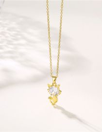 Fashion Gold Stainless Steel Diamond Kitten Necklace