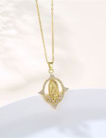 Fashion Gold Titanium Diamond Virgin Mary Necklace