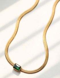 Fashion Gold Color Titanium Steel Snake Bone Chain Necklace With Square Diamonds