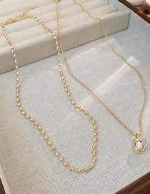 Fashion Gold Color-necklace Pearl Beaded Double Necklace