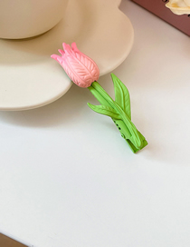 Fashion Duckbill Clip - Pink Alloy Tulip Hair Clip