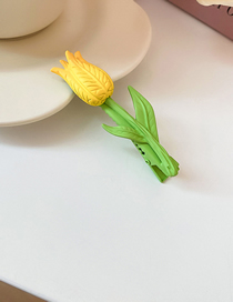 Fashion Duckbill Clip - Yellow Alloy Tulip Hair Clip