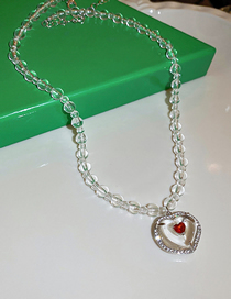 Fashion Necklace - Transparent Geometric Diamond Heart Crystal Necklace