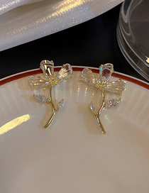 Fashion Gold Color Geometric Zirconium Flower Stud Earrings