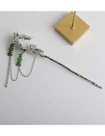 Fashion Hairpin - Green Alloy Diamond Sword Hairpin
