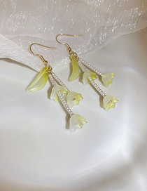 Fashion Ear Hook - Green Pearl Lily Of The Orchid Tassel Drop Earrings