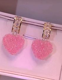 Fashion Pink (12 Pairs) Fudge Peach Heart Stud Earrings