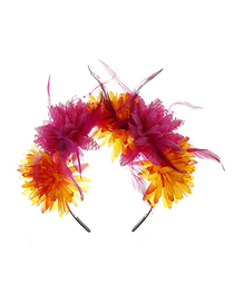 Fashion Orange Fabric Simulation Flower Feather Headband