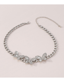 Fashion Silver Color Geometric Diamond Butterfly Necklace