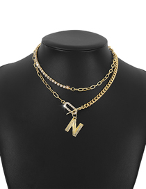 Fashion Gold Color Alloy Diamond Alphabet Claw Chain Necklace